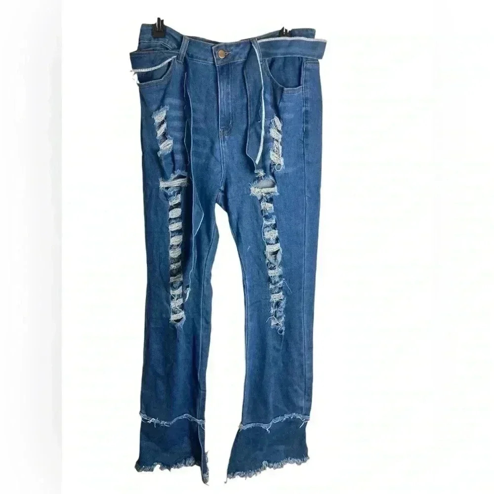 Gritty soul distressed jeans‎ size large
